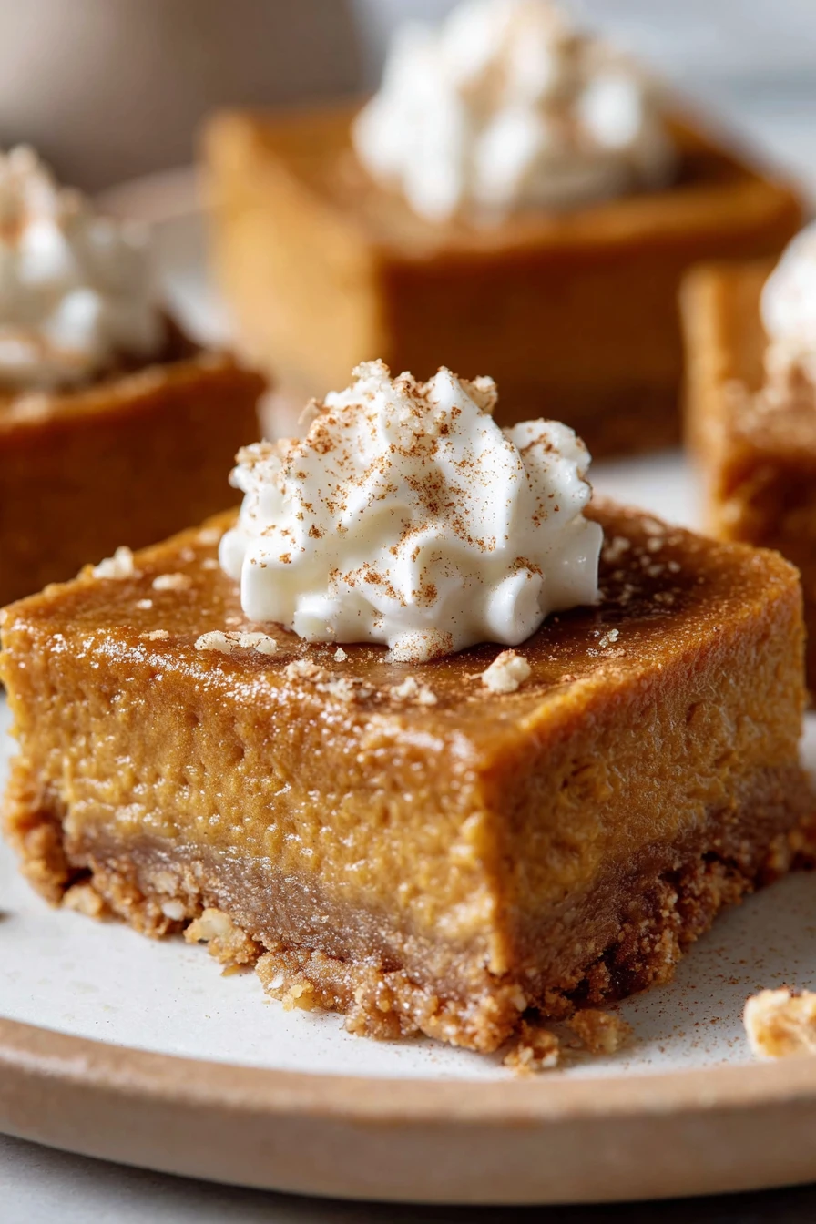 Dairy-Free Pumpkin Pie Bars with Simple Pecan Almond Crust